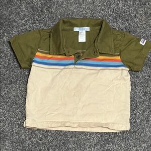 Kids' Olive and Cream Striped Shirt